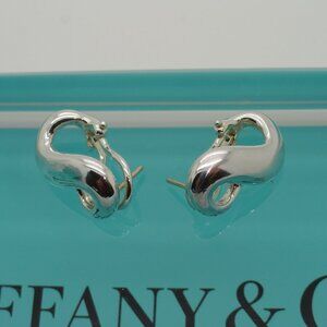 Tiffany & Co Sterling Silver Infinity Omega Back Pierced Hoop Earrings